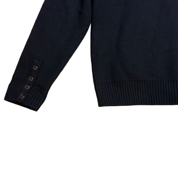 Tulliano Men's Black Ribbed Knitted Buttoned Long Sleeve Wool Cardigan Size XL - Picture 5 of 5